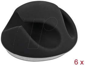 18344 Cable Holder with 2 feed-throughs self-adhesive Set 6 pieces bla