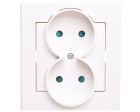 SONATA Gniazdo podwójne b/u z przesłonami ecru GP-2RP/27