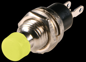Miniature push button 0.5A-24VAC, 1x (On), yellow