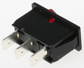 Przełącznik kołyskowy Wł.-wył. podświetlany 20 A SPST Czerwony IP40 Marquardt