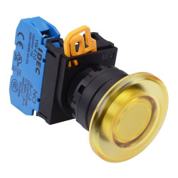 YW1L-A4E10Q0Y Yellow 22mm Mushroom Maintained Push Button Switch NO IP65 IDEC