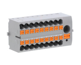 Blok rozdzielczy PTFIX 6/18X2,5-NS35A GY, szare złącze przemysłowe - 18 punktów przyłączeniowych o przekroju 2,5mm2