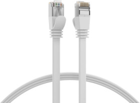 Patch cable with flat cable, RJ45 plug, straight to RJ45 plug, straight, Cat 6A, U/FTP, PVC, 3 m, white, K5545WS.3