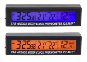 TERMOMETR SAMOCH+ZEGAR+WOLTOM.3W1