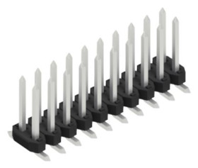 Pin header, 20 pole, pitch 2 mm, angled, black, 10063730