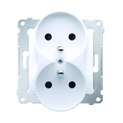 Simon 54 Gniazdo podwójne z/u 16A IP20 z przesłoną torów białe DGZ2MZ.01/11