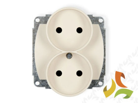 TREND Gniazdo podwójne bez uziemienia do ramki poziomej (przesłony torów prądowych) beżowy 1GPR-2p KARLIK