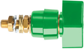 Pole terminal, 4 mm, green, 1000 V, 63 A, M6 threaded bolt, nickel-plated, POL 631 / GN