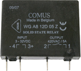 Solid state relay, 3-32 VDC, zero voltage switching, 24-480 VAC, 5 A, PCB mounting, 5750 8553 100