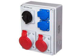 Rozdzielnica L-0-P 40A 1X16A 3P+N+Z 400V, 1X32A 3P+N+Z 400V, 2X16A 2P+Z 250V IP44 RSK-1 999606