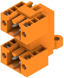 Pin header, 4 pole, pitch 3.5 mm, angled, orange, 1633810000