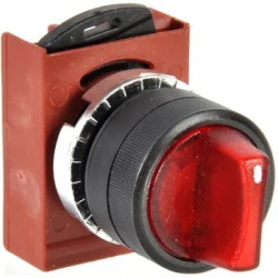 P9XSLD0R - łącznik pokrętny podświetlany, okrągły, z ramką mont. czerwony, 2 położenia stabilne (185591)