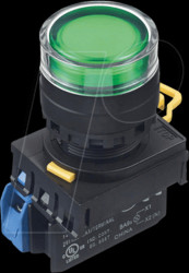 YW1L-AF2E10Q4G YW-22mm, PBI, ext. w. full shroud, plastic, maint, 1NO, LED 24V