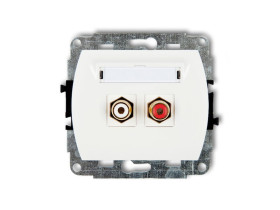 TREND Gniazdo RCA podwójne (typu cinch - biały i czerwony pozłacany) biały GRCA-2 KARLIK