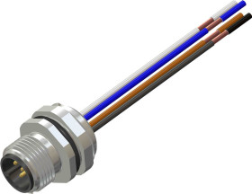 Złącze wielostykowe przemysłowe 5-pinowe M12, panelowe Wtyczka RS PRO