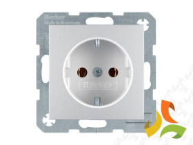 B.Kwadrat/B.7 Gniazdo z uziemieniem schuko (samozaciski) aluminium mat lakierowany 47431404 HAGER