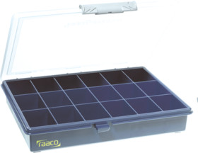 Assortment box, with 18 drawers, blue, (W x D) 240 x 195 mm, ASSORTER 5-18