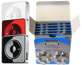 120 x bateria cynkowo-powietrzna Rayovac Extra Advanced 675 + MP3 Yarvik Minia 2GB