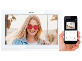 Monitor "EURA" VDA-10C5 biały dotykowy LCD 10'' AHD WiFi pamięć obrazów SD 128GB rozbudowa do 6 Monitorów 2 stacji bramowych i 2