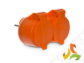Rozgałęźnik bryzgoszczelny 2x2P+Z "złodziejka" 16A max 250V IP44 pomarańczowy R-270 IP44 ABEX