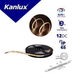Taśma LED 12V LCOB 8W/M 12 IP65-WW 680lm/m 3000K Ra90 IP65 rolka 5mb 3 lata Gwarancji 33365