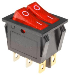 Przełącznik podwójny KCD6 12V czerwony