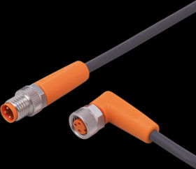 Sensor actuator cable, M8 cable plug, straight, A to M8 cable socket, angled, A, 3 pole/3 pole, 0.3 m, PUR, black, 3 A, EVC275