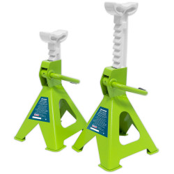 Sealey VS2002HV Axle Stands (Pair) 2tonne Cap /Stand Ratchet Type - Hi-Vis Green
