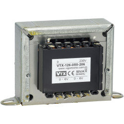 Vigortronix VTX-126-050-206 Chassis Mount Transformer 230V 50VA 6V&#x2B;6V