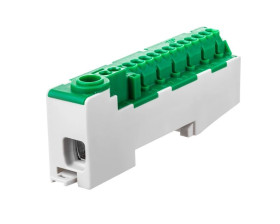 Listwa samozaciskowa PE 14-S (14+1 śrubowy) do montażu na szynie DIN35 80A zielony 0925-01