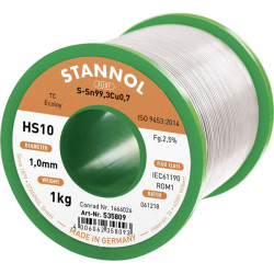 Stannol 535762 HS10 Solder 1.0mm Lead-Free 1000g Reel Sn993Cu07