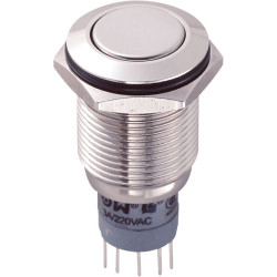 Zip Switch LAS2GQF-22/N/P 16mm IP67 Vandal DPDT Not Illuminated Flush Brass