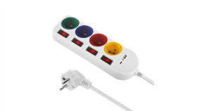Listwa Zasilająca Maclean, Przedłużacz 4 Gniazda + Usb A / C, Z Włącznikami,...