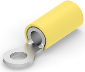 Insulated ring cable lug, 2.62-6.64 mm², AWG 12 to 10, 4.34 mm, M4, yellow, 35787