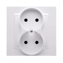 Simon 10 Gniazdo podwójne b/u MONOBLOCK 16A, 250V białe CG2/11