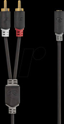 CABW22255AT10 Cinch cable, 2x Cinch male to 3.5 mm stereo female, 1 m