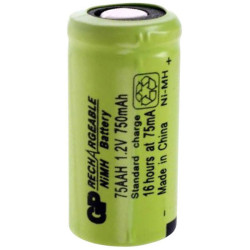 GP GPIND75AAHB Battery 2/3 AA NiMH 1.2V 750mAh Flat Top Rechargeable
