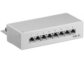 CAT 6 panel krosowy mini/biurkowy, 8 portów