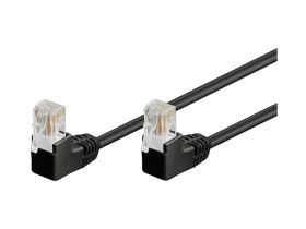 Kabel Patchcord Cat 5e U/UTP (2x90°) RJ45/RJ45 1m czarny
