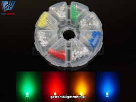 Zestaw diod LED 3mm 160 sztuk w organizerze
