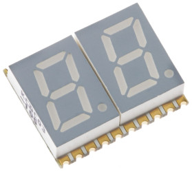 Wyświetlacz diodowy LED 7-segmentowy 2-znakowy ze wspólną katodą 27 mcd RH DP, Czerwony 7.6mm Kingbright 630 nm