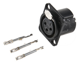 Złącze XLR 3 -pinowe Montaż na panelu Żeński Czarny metaliczny