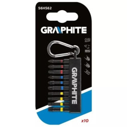 Zestaw wytrzymałych udarowych bitów nasadek 10szt. breloczek z karabińczykiem GRAPHITE