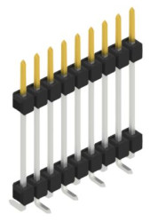 Pin header, 9 pole, pitch 2.54 mm, angled, black, 10051985