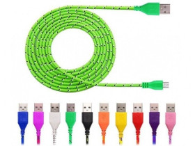 USB cable 300cm - Nylon-Braided, Round - USB - Micro USB - for Phone, Camera, Navigation etc.