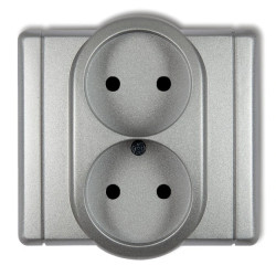FLEXI Gniazdo podwójne b/u srebrny metalik 7FGP-2p