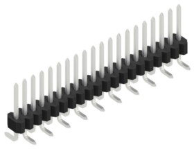 Pin header, 20 pole, pitch 1.27 mm, angled, black, 10061241