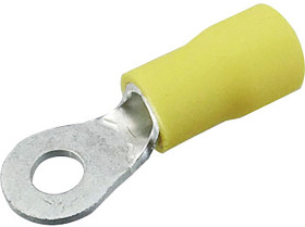 Zacisk oczkowy rozmiar przewodu 6.6mm² Ø , M4 (#8) izolowany średnica wew 4.3mm Żółty JST