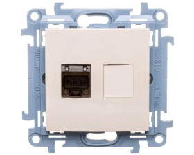 Simon 10 Gniazdo komputerowe pojedyncze RJ45 kat.6 ekranowane kremowy C61E.01/41