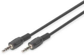 Connection cable, 1.5 m, black, 3.5 mm stereo jack plug, straight to 3.5 mm stereo jack plug, straight, AK-510100-015-S